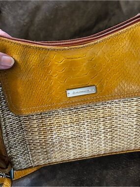 Liz Claiborne Mustard Yellow Woven Shoulder Bag